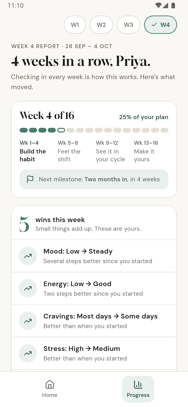 Ten8 weekly report screen
